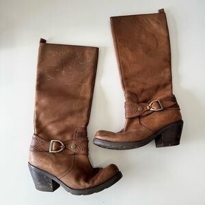 Ariat Brown Leather Knee-High Boots with Buckle Womens Size 7